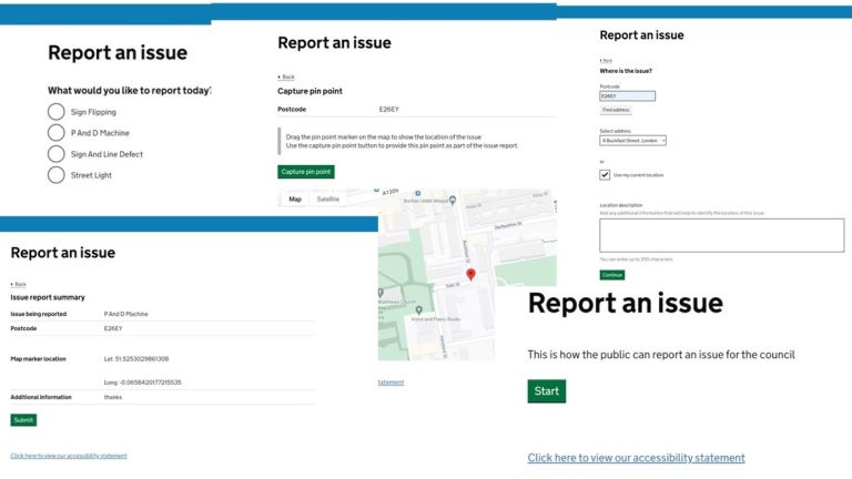 montage of computer screens to show how to report street issues