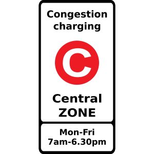 Congestion Charging signpost - Red Circle with capital C in the centre