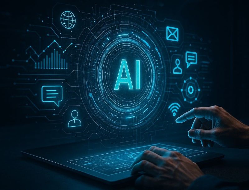 The letters AI sounded by AI icons